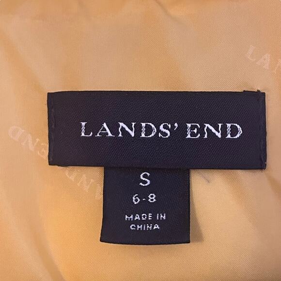 Lands End Goose Down Barn Chore Jacket Womens Small Quilted Hooded Yellow Parka - Picture 6 of 12